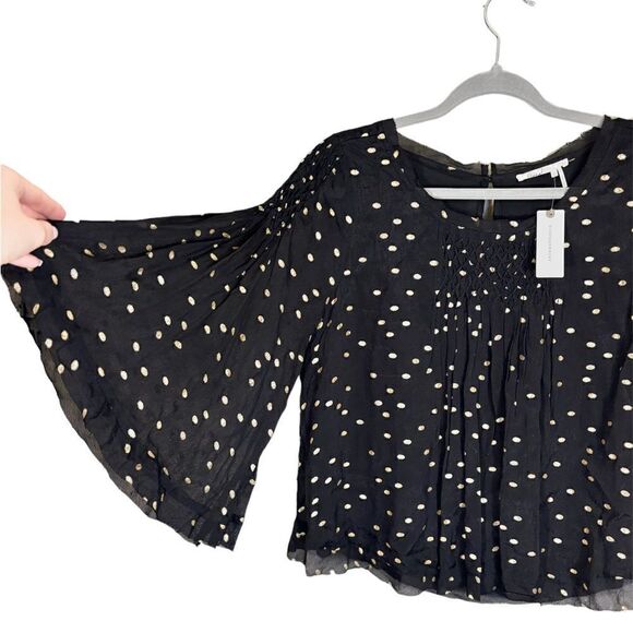 NWT Anthropologie Floreat Ever After Black Crop Top Polka Dot Size S - Picture 8 of 11